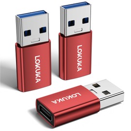 LOKUKA USB C Female to USB Male Adapter 3-Pack, 5Gbps USB A 3.0 to Type C Converter for Laptop, PC, Car to Flash Disk, USB C Headphones, Mobile, Pad, Red