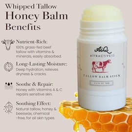 Hidratante de sarga de ternera para la piel – Bálsamo de sarga alimentado con pasto de Nueva Zelanda con vitamina E, miel cruda y aceite de oliva – Hidratante natural para rostro y cuerpo para piel seca y sensible, 2.5 onzas