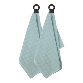 Ritz Hook and Hang Towel with Permanent Rubber Hook for Kitchen, Bathroom, Mudroom, Laundry Room, Extra-Large, 18" X 28", Machine Washable, 2 Pack, Dew