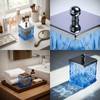 2 Pack 15Oz Blue Q-Tip Holder, Square Thick Glass