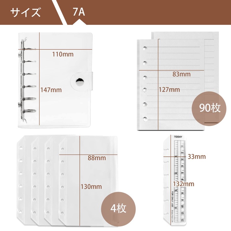 DY.2ten Notepad, Personal Notebook, Mini 6 Holes, A7, Pocket Size,