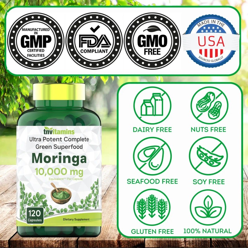 Tnvitamins Moringa 10,000mg Cpsulas 120 Superalimento