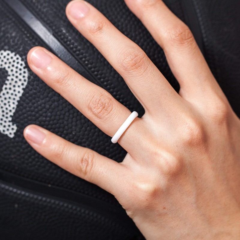 ThunderFit - Anillo de boda, silicona fina y apilable, para