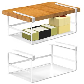 Fixirons 2 Pack Under Shelf Storage Basket Organizer Under Shelf Basket Slide-in Hanging Storage Basket Under Shelf Organizer for Kitchen Cabinet Pantry Cupboard Bookshelf (White)