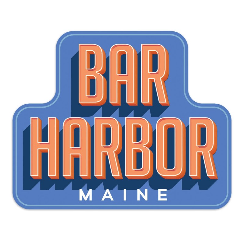 Retroplanet Bar Harbor Maine Retro Die Cut Sticker