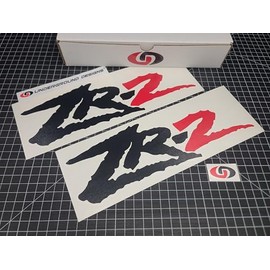 ZR2 Decals (2pk) Truck Bed Fender ZR-2 Stickers Fits 1994-2005 S10 Sonoma Blazer Tracker 4x4 Select Colors: (Gloss Black & Red '2')