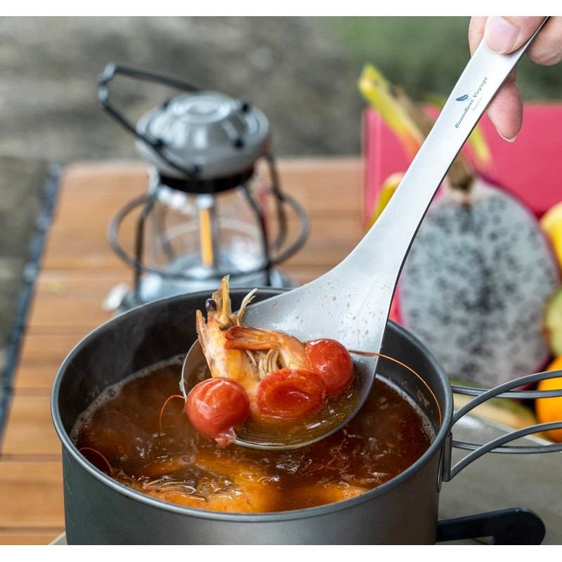 Boundless Voyage Titanium Long Handle Ladle Soup Spoon Thickeness Tableware
