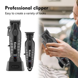 KEMEI KEMEI Professional Hair Clippers Set for Men,Cordless Rechargeable Hair Clippers Kit, Clippers and Trimmer Set for Hair Cutting, Haircut Clippers,Gifts for Men (PG2290D+2293)