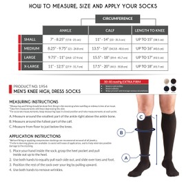 Truform Truform Compression Socks, 30-40 mmHg, Men's Dress Socks, Knee High Over Calf Length, Tan, Medium