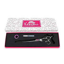 Kenchii Left Handed Dog Grooming Scissors | 7 Inch Shears | Straight Scissors for Dog Grooming | Love Collection Dog Shears | Pet Grooming Accessories | Pet Hair Trimming Scissor