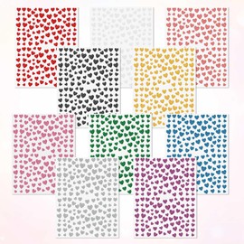 10 Sheets Heart Nail Stickers Glitter Nail Art Decals Self-Adhesive Nail Stickers for Valentine's Day DIY Nail Decorations Supplies