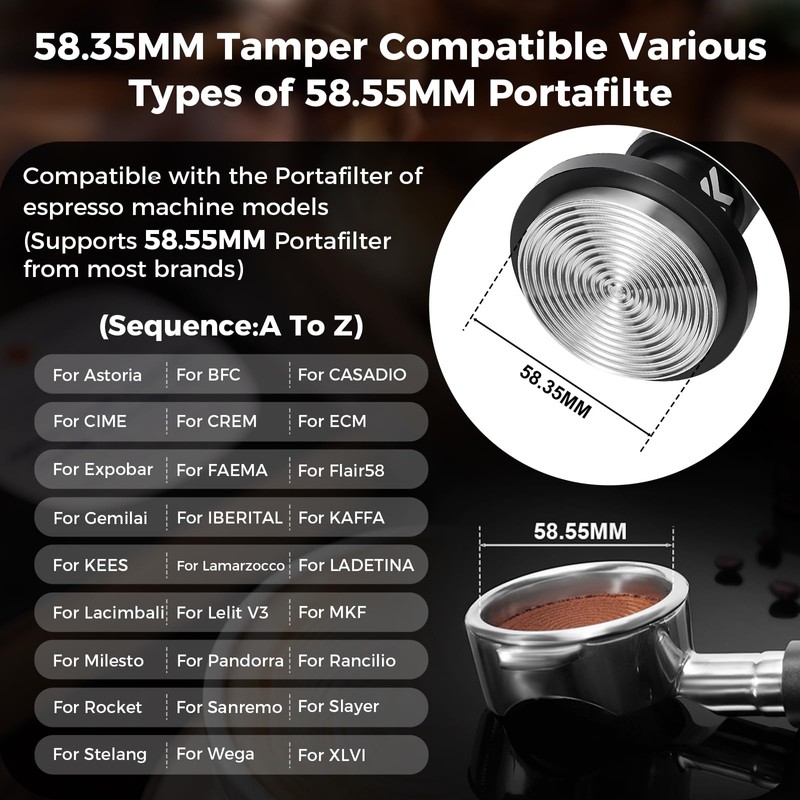 IKAPE 58.35MM V6 Impact Espresso Tamper with Sound Feedback, 15lb/30lb