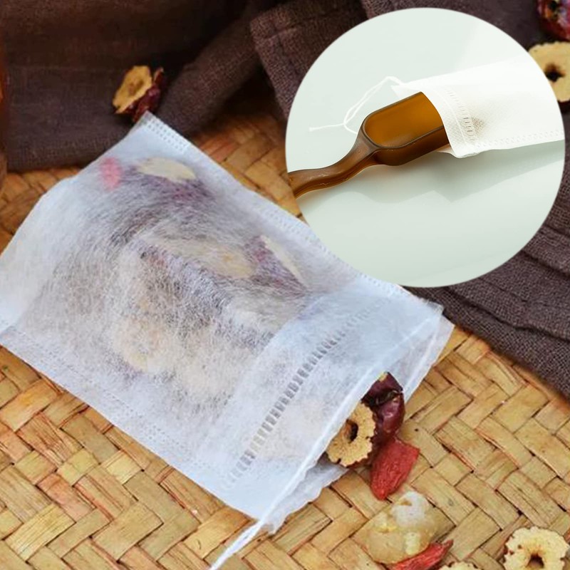 200 Pcs Disposable Tea Filter Bags, 6.94x9.05cm Drawstring Seal Filter