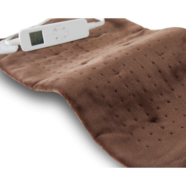 Mosabo Electric Heating Pad for Cramps and Back,Neck,Shoulder Abdomen Pain Relief,12"x24" Extra Large Heat Pad , LCD Controller Heated Pad with 6 Heating Levels - Adjustable Auto Off Time - Brown