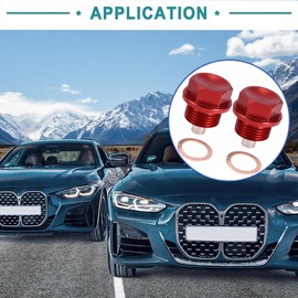 ACROPIX Red M18x1.5 Aluminum Alloy Oil Drain Plug Magnetic Sump Drain Nut Oil Drain Bolt with 2 Washer for Car - Pack of 4