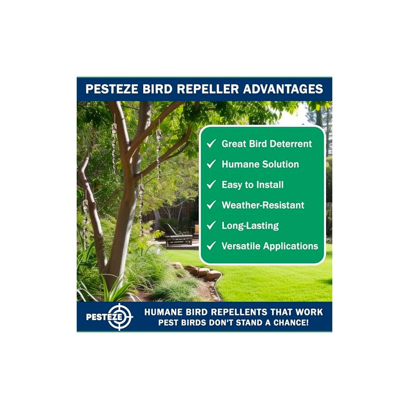 PESTEZE 12 Inches Bird Scare Silver Shiny Reflective Rods for