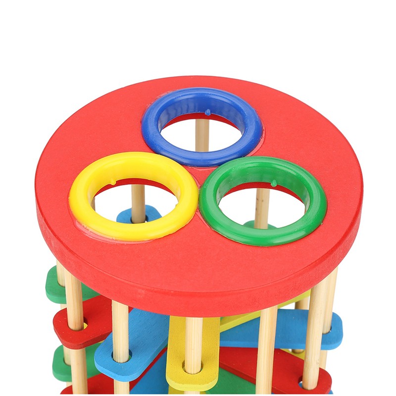 Colorful Wooden Knock Ball Ladder Toy Intelligence Development Kids Children
