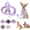 KocaPlye Small Dog Harness Purple Flowers No Pull Reflective Step