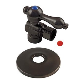 Kingston Brass CC43205K 1/2-Inch Sweat x 3/8-Inch OD Comp Quarter-Turn Angle Stop Valve with Flange, Oil Rubbed Bronze