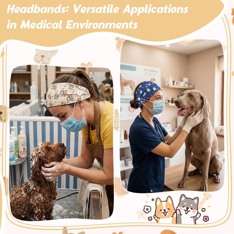 JATEBI 10 Pcs Nurse Headbands for Women, Non Slip Pet