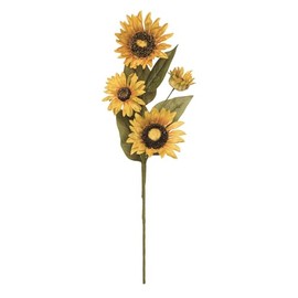 Transpac 25" Jumbo Yellow Spring Sunflower Spray - Artificial Fabric Flower Stem for Indoor Tabletop Decor - Perfect for Spring Arrangements - Easy Care, Spot Clean Yellow