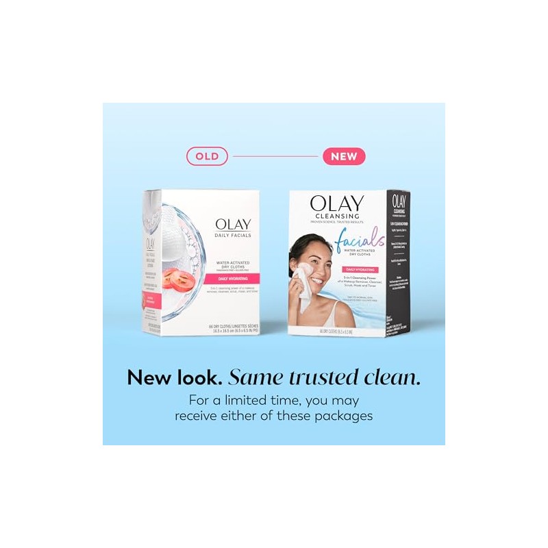 Olay Daily Clean 4-in-1 Water Activated Cleansing Cloths, 66 count