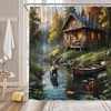 WANVYON Rustic Bear Shower Curtain Cabin Lodge Wild Animal Mountain