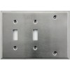 Brushed Satin Stainless Steel 3 Gang Wall Plate - 2 Toggle 1 One Blank