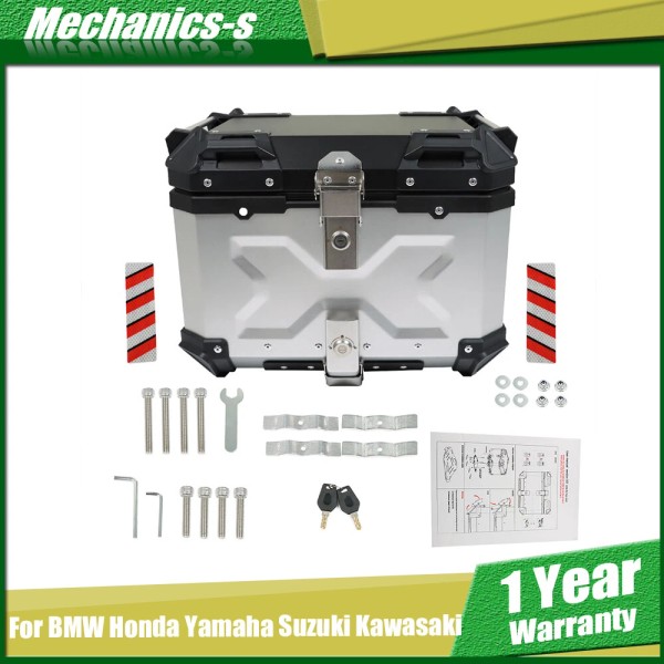 munirater 45L Silver Motorcycle Luggage Waterproof Tail Box Scooter Trunk