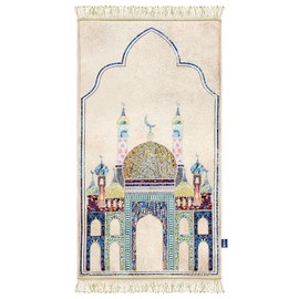 East West Souk Original Prayer Mat – Soft & Comfortable Islamic Prayer Rug (Golden Mosaic)