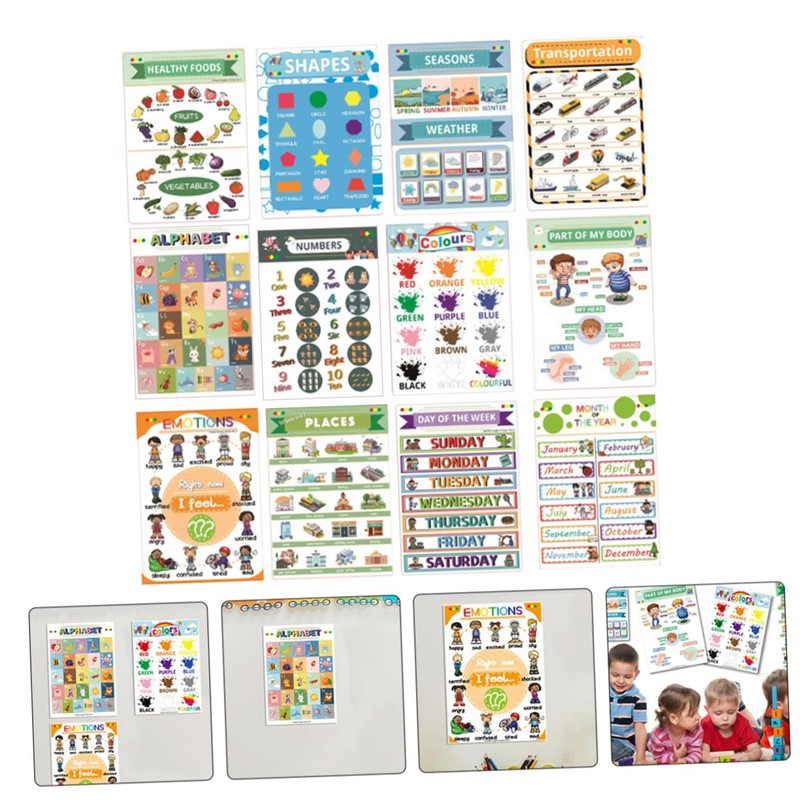 DOITOOL 12 Sheets English Learning Posters for Vibrant Educational Charts