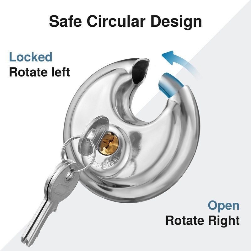 Puroma Keyed Padlock, Stainless Steel Discus Locker Lock Heavy Duty