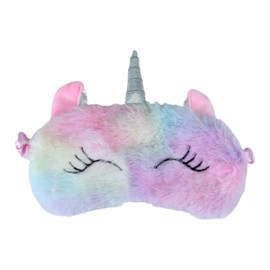 1 Pcs Eye Mask for Sleeping, Funny Blindfold, Soft Silk Plush Sleep Eye Mask for Girls, Women, Men, Kids (PinkBlue Unicorn)
