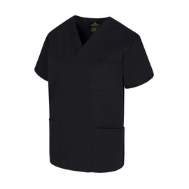 Natural Uniforms Classic Unisex 3 Pocket Scrub Top (Large, Black)
