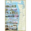 Pacific Northwest Lighthouses Illustrated Map Poster 24x36 Laminated. OR, WA,