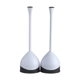 Clorox Toilet Plunger with Hideaway Caddy, Set of 2 – for Bathroom Organization and Storage, Bathroom Accessories, Toilet Unclogger, with Holder, White