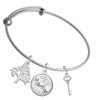 Delight Jewelry Silvertone Small Clear AB Crystals Oval Key Silvertone