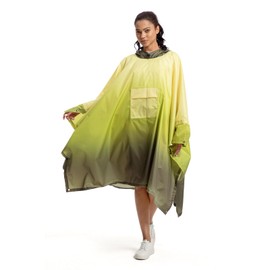 NUUR Rain Poncho Women's Men's Unisex Rain Cape Raincoat Rain Jacket Festival Waterproof Hiking Cycling Outdoor 3-in-1 Multi-Purpose Reusable Rain Poncho with Hood Gradient Green, Gradient Green