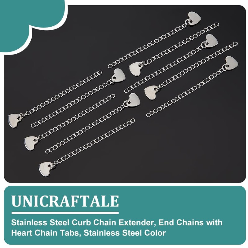 UNICRAFTALE 40Pcs 304 Stainless Steel Extension Chain Sets Curb Chain