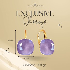 Earrings 925 Silver Austrian Zirconia - 24 Carat Gold-Plated Jewellery for Women and Girls - Drop Earrings Ideal for Gifts for Women, Sterling Silver, Cubic Zirconia