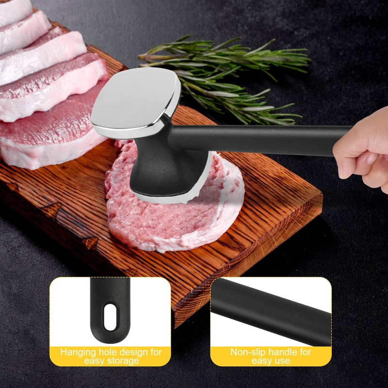 Meat Tenderiser, Double-Sided Non-Stick Stainless Steel Cutlet Tenderiser, Meat Hammer