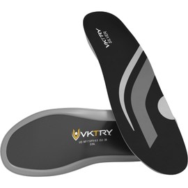VKTRY Silver Performance Insoles, Carbon Fiber Composite Inserts for Everyday & Active Lifestyle - Lightweight, Comfortable, Structured Arch Support, Shock Absorption, Energy-Return, Anti-Fatigue