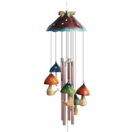 Evolux Cottagecore Mushroom Hand-Painted Wind Chime, Garden Decor, Snail Ornament, Indoor & Outdoor House Hanging, Durable Gift Idea