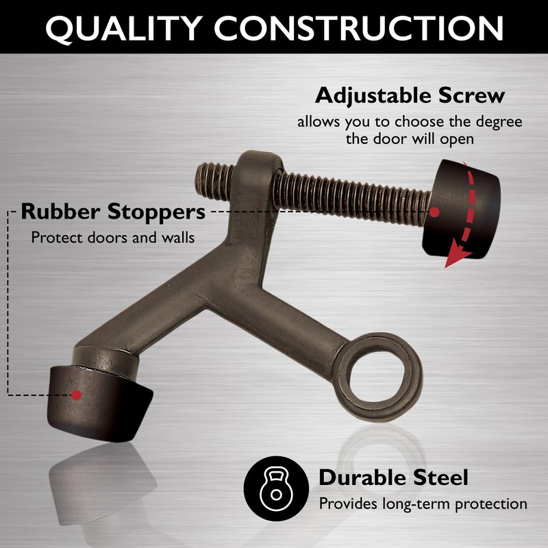 Design House Door Stops, Rubber Cushion Tips, Heavy Duty Zinc