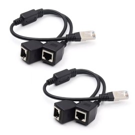 OLIREXD 2PCS RJ45 Ethernet Splitter Adapter, RJ45 Network 1 to 2 Port Adapter Y 1 Male to 2 Female Socket Connector Compatible with ADSL/Hubs/TVs/Set-top Boxes/Routers/Wireless Devices/Computers