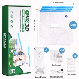 OVV3D Filament Storage Bags Kit 66pcs, 3D Printer Filament Storage 30 Bags Vacuum Sealed Kit with 30pcs Desiccant, Auto Pump, Perfect for 3D Filament Storage or Using after Filament Dryer Box