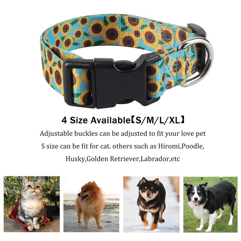 Coomour 2PCS Sunflower Dog Collars and Pet Floral Leash Set