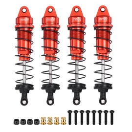 sourcing map RC Shock Absorber 1/10 95mm Aluminum Threaded Front & Rear Shock Absorber Damper Assembled Set for 1/10 RC Car Crawler Racing Truck, Red