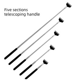 WOVTE Back Scratcher 3 Pack Black Portable Extendable Stainless Steel Telescopic Massager for Adults Men Women Itching Relief (29 to 67 cm)