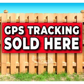 Gps Tracking Sold Here Banner 13 oz | Non-Fabric | Heavy-Duty Vinyl Single-Sided With Metal Grommets